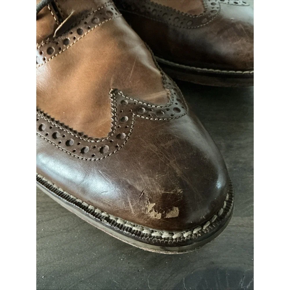 Cole Haan Wing Tip Oxford Dress Shoes Cognac Brown‎ Leather Sz 9